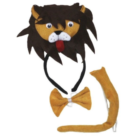 Petitebelle Cutie Lion Animal Headband Bowtie Tail 3pc Costume (Brown, One Size)