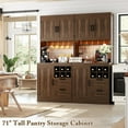 thumbnail image 7 of Homieasy 72'' Tall Pantry Cabinet with Outlet & LED Light, 63'' Wide Kitchen Hutch Bar with Microwave Stand, Drawers, Wine Rack & Shelves, Cupboard for Dining Room, Weathered Brown, 7 of 7