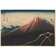thumbnail image 2 of Katsushika Hokusai 14x11 Black Ornate Wood Framed Double Matted Museum Art Print Titled: Rain Below the Mountain (From the Series Thirty-Six Views of Mt. Fuji) (Early 1830s), 2 of 5