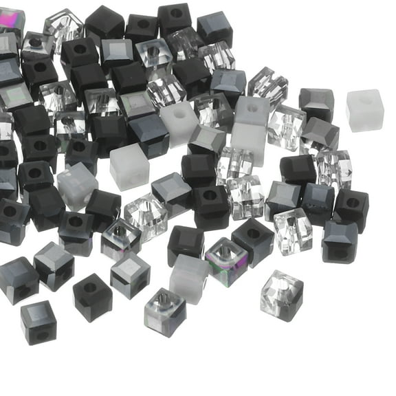 Uxcell 100 Pack Crystal Cube Beads, 3mm Square Glass Beads Faceted Loose Spacer Bead for Bracelets Necklace Earring DIY Jewelry Making Craft(Black Series)