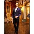 thumbnail image 3 of COOFANDY Men's Floral Tuxedo Jacket Dinner Blazer Regular Fit Shawl Lapel Homecoming Dress Suit Jacket for Christmas Prom Wedding Party, 3 of 9