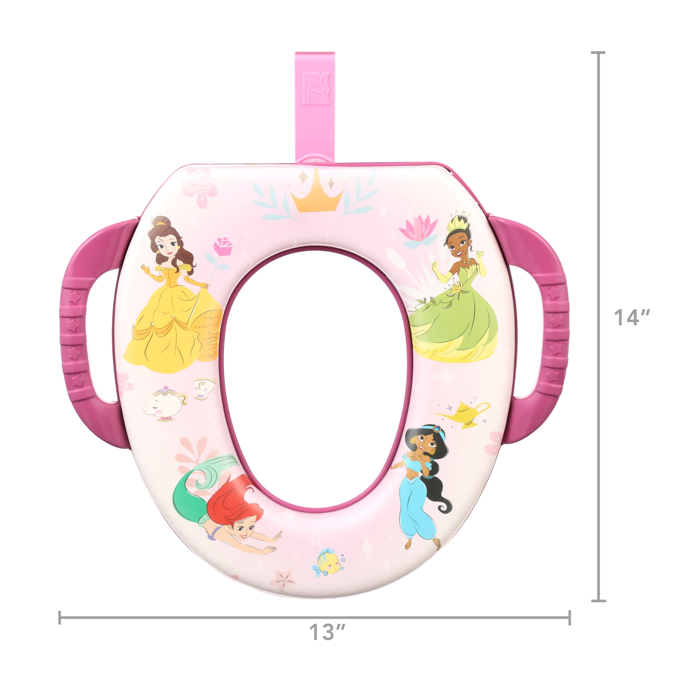 Disney Princess Soft Potty Training Seat with Hanging Hook for Toddlers, Fits Standard Toilets