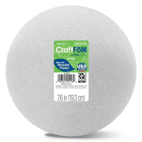 FloraCraft CraftFōM Crafting Foam Ball 7.6 inch White