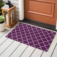 thumbnail image 4 of Entryway Rug 2'x3', Dark Purple Moroccan Small Rug for Kitchen Bathroom Door Mat Indoor Entrance, Country Abstract Quatrefoil Lattice Non-Slip Area Rugs Floor Mats Carpet Front Door Rugs, 4 of 8