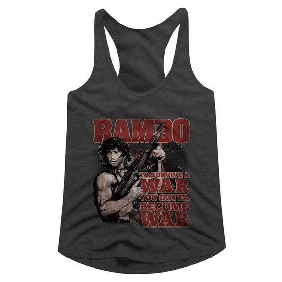 Rambo Become War Gray Women's Racerback Tank Top
