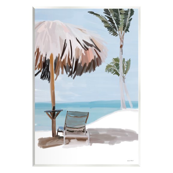 Stupell Industries Tropical Beach Hut Scenery Nature Painting Unframed Art Print Wall Art, 10 x 15