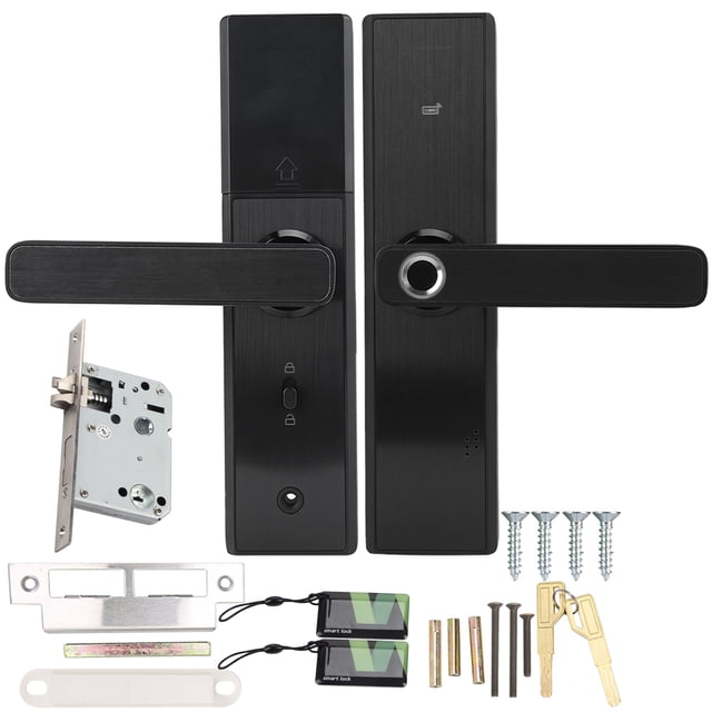 Cerradura de puerta inteligente con huella digital, huella digital, tarjeta, contraseña y llave Antirrobo Cerradura de puerta con huella digital 2 resistente Cerradura inteligente Verdadera excelencia Jadeshay A