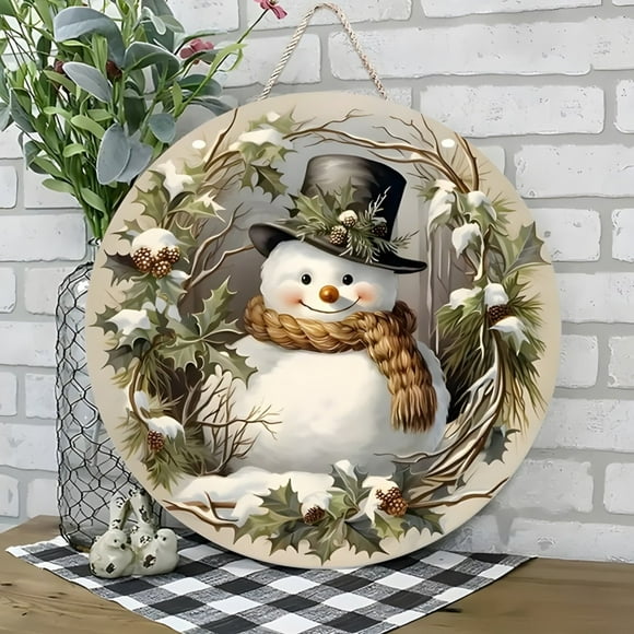 Vaidha Wooden Christmas Sign | Holiday Themed Wall Decor with Festive Picture | 12x12 Inch Reusable Wood Holiday Plaque for Indoor Outdoor Decor