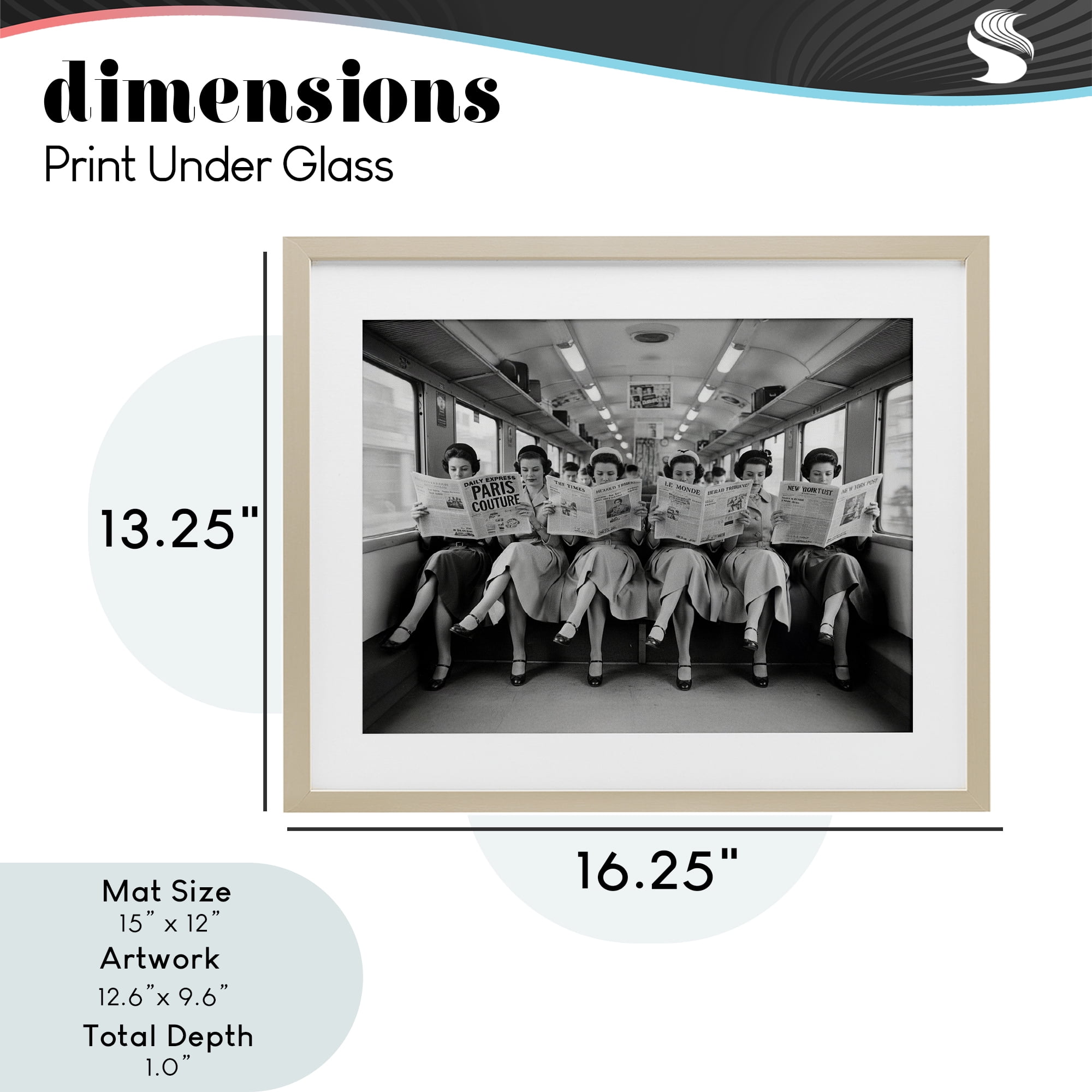 Stupell Industries Newsprint Ladies on Train Birch Framed Print Under Glass, design by A Barefoot Stylist