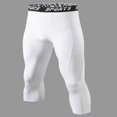 thumbnail image 3 of Bibifish Mens Athletic Tights Black High Waist 3/4 capri Leggings Soft Stretchy Quick Dry Wicking Yoga Workout Cycling Athletic High-Elastic Yoga Pants, 3 of 8