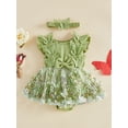 thumbnail image 6 of Loicainy Infant Baby Girl Romper Dress 3 6 9 12 26 Months Floral Embroidery Butterfly Decor Fly Sleeve Crew Neck Skirt Hem Infant Bodysuits Jumpsuits with Headband, 6 of 9
