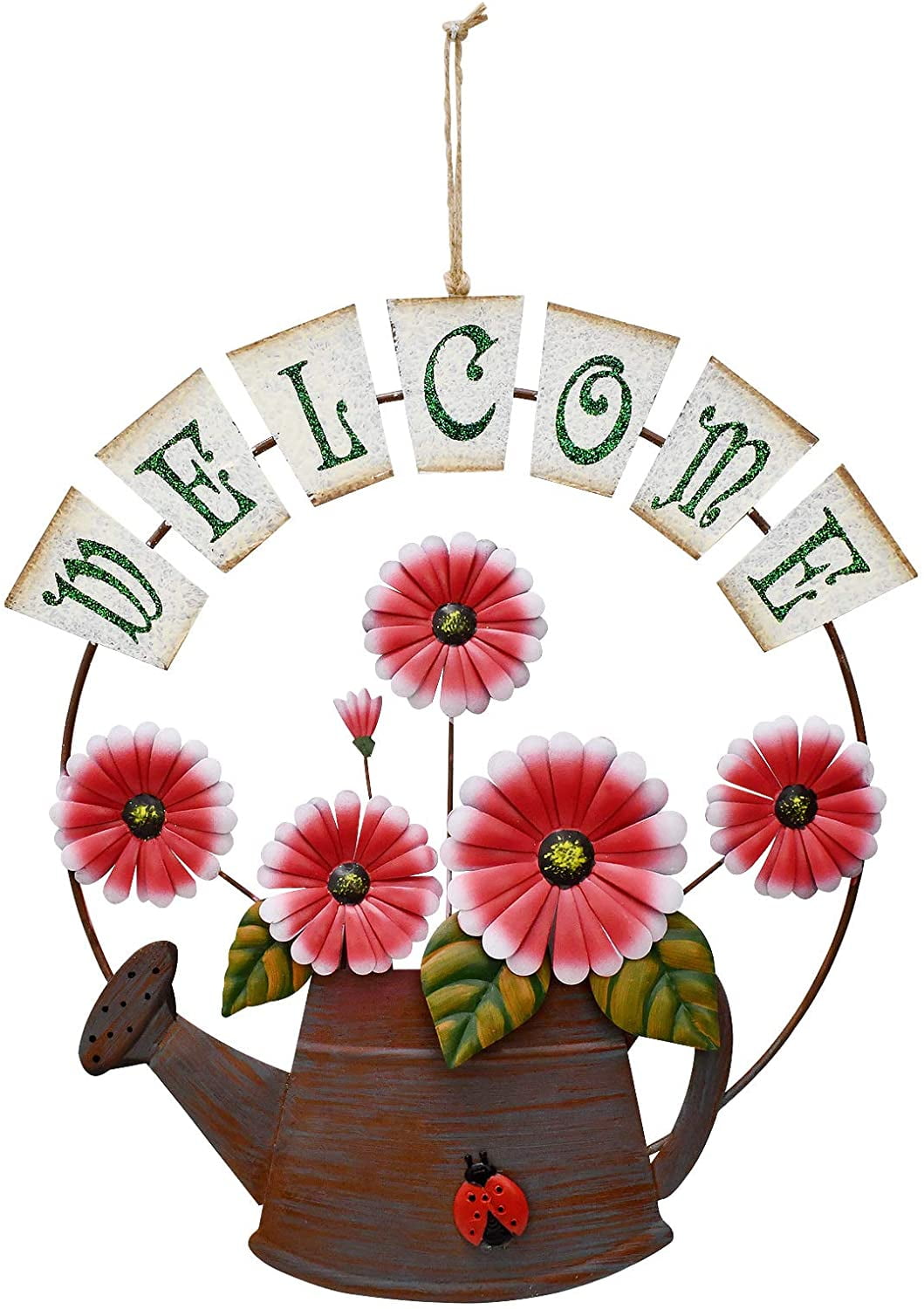 Flower Sign for Front Door Decor Hanging Sign, Metal Daisy