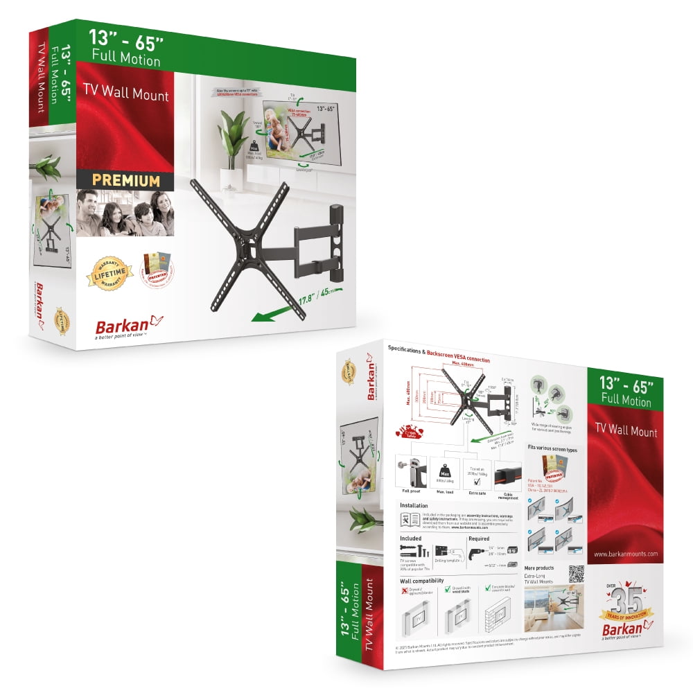 Barkan Full Motion TV Wall Mount, Full Motion