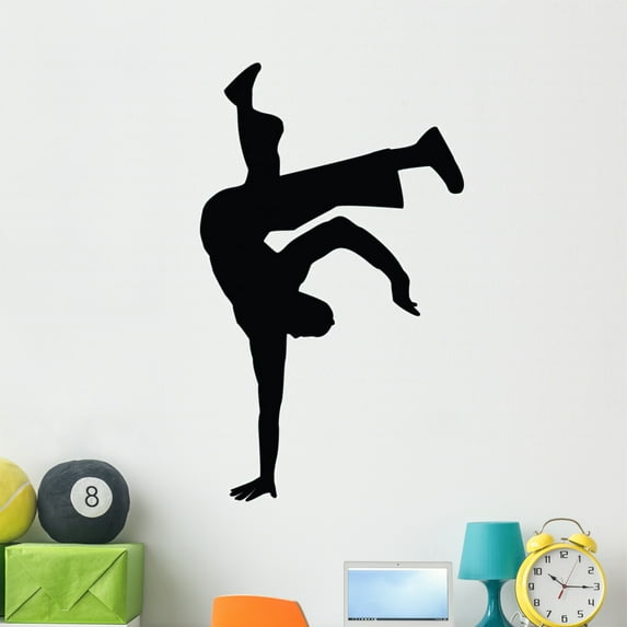 Freestyle Break Dance Silhouette Wall Decal by Wallmonkeys Peel and Stick Graphic (48 in H x 29 in W) WM172660