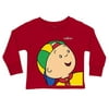 Personalized Caillou Close-Up Red Long Sleeve Boys' Tee