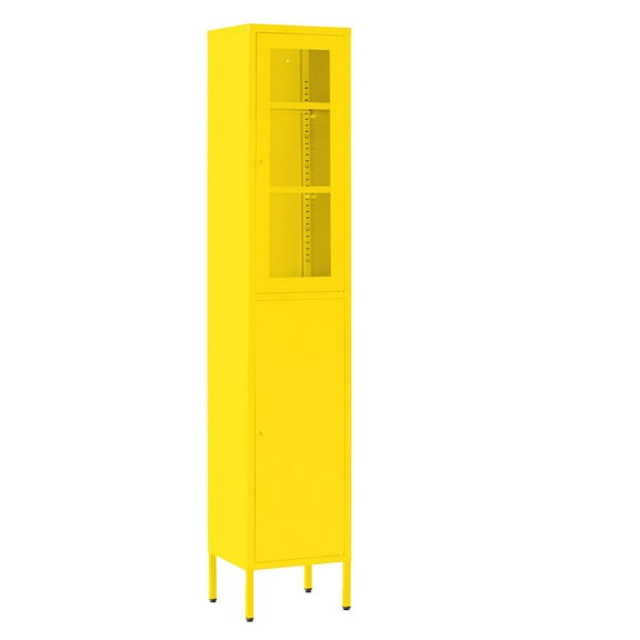 Glamour Home Aviva 71-inch Yellow Two Door Metal Cabinet