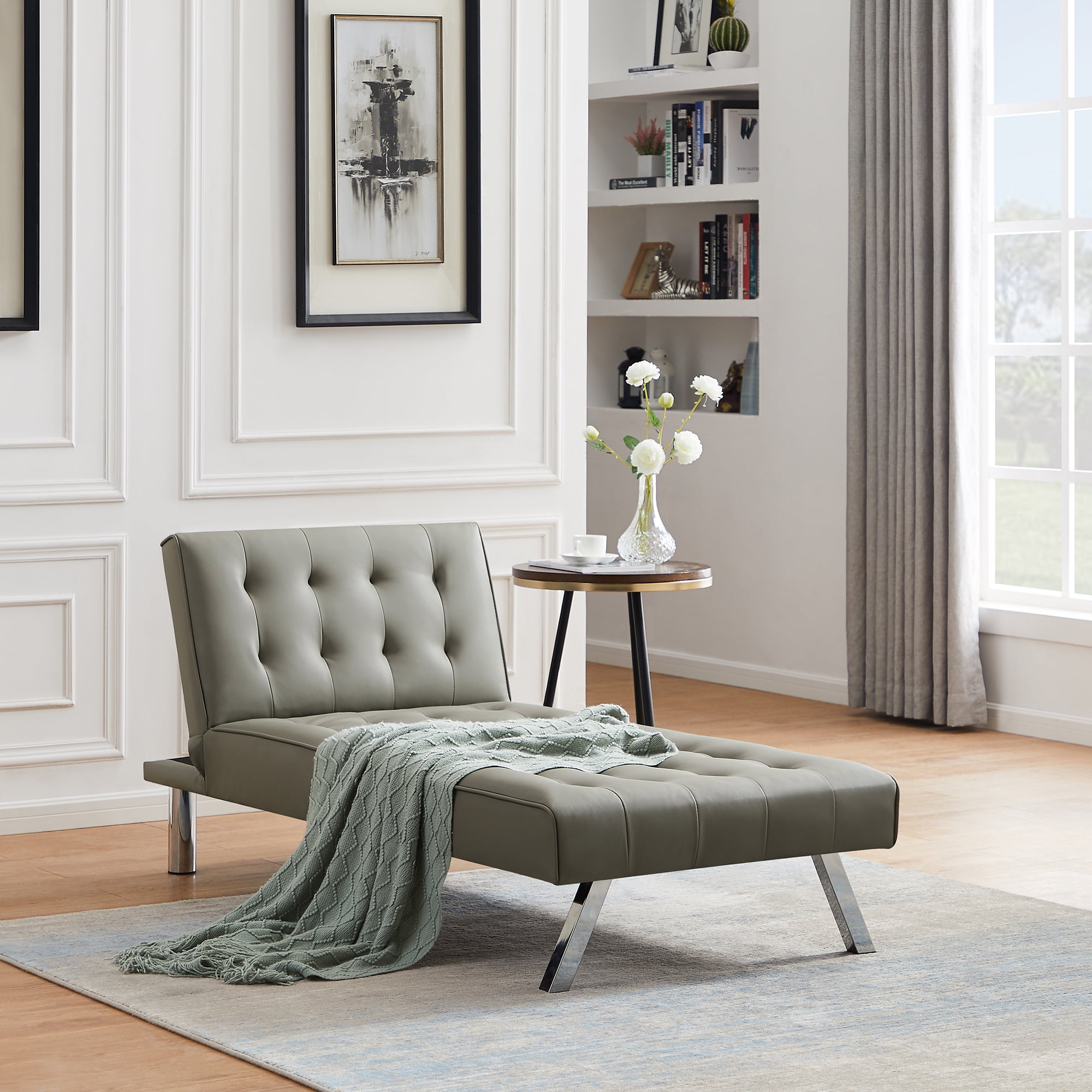 Living Room Sofa Faux Leather Upholstered Futon Sofa Bed with