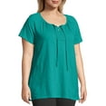 thumbnail image 5 of Just My Size Women's Plus-Size Slub Crochet Trim Tunic with Tie, 5 of 5