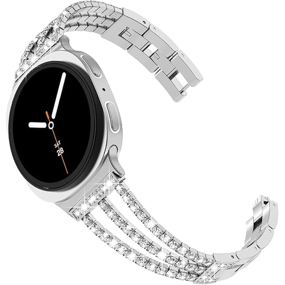 Compatible with Samsung Galaxy Watch 8 Band 40mm 44mm, Galaxy Watch 8 Classic Band 46mm Women Bling Diamond Rhinestone Link Bracelet for Galaxy Watch 8