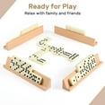 thumbnail image 2 of WAAYEE Double Six Dominoes Travel Set - 28 Tiles with 4 Wooden Tile Holders & Portable Case, Ideal for Adults & Family Game Nights, 2 of 9
