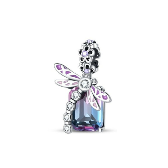 KUNSIR Bracelet Charms Shiny Square Dragonfly Dangle Charm Sterling Silber 925 For Bracelet