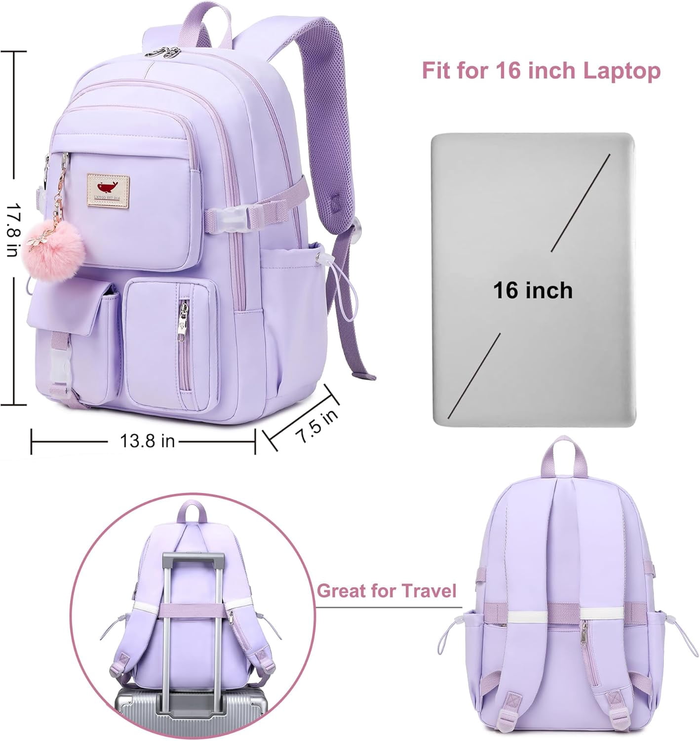 Laptop Backpack 15.6 Inch All Age Man Woman Bag College Backpacks Anti Theft Travel Back Pack Large Bookbags for Anyone