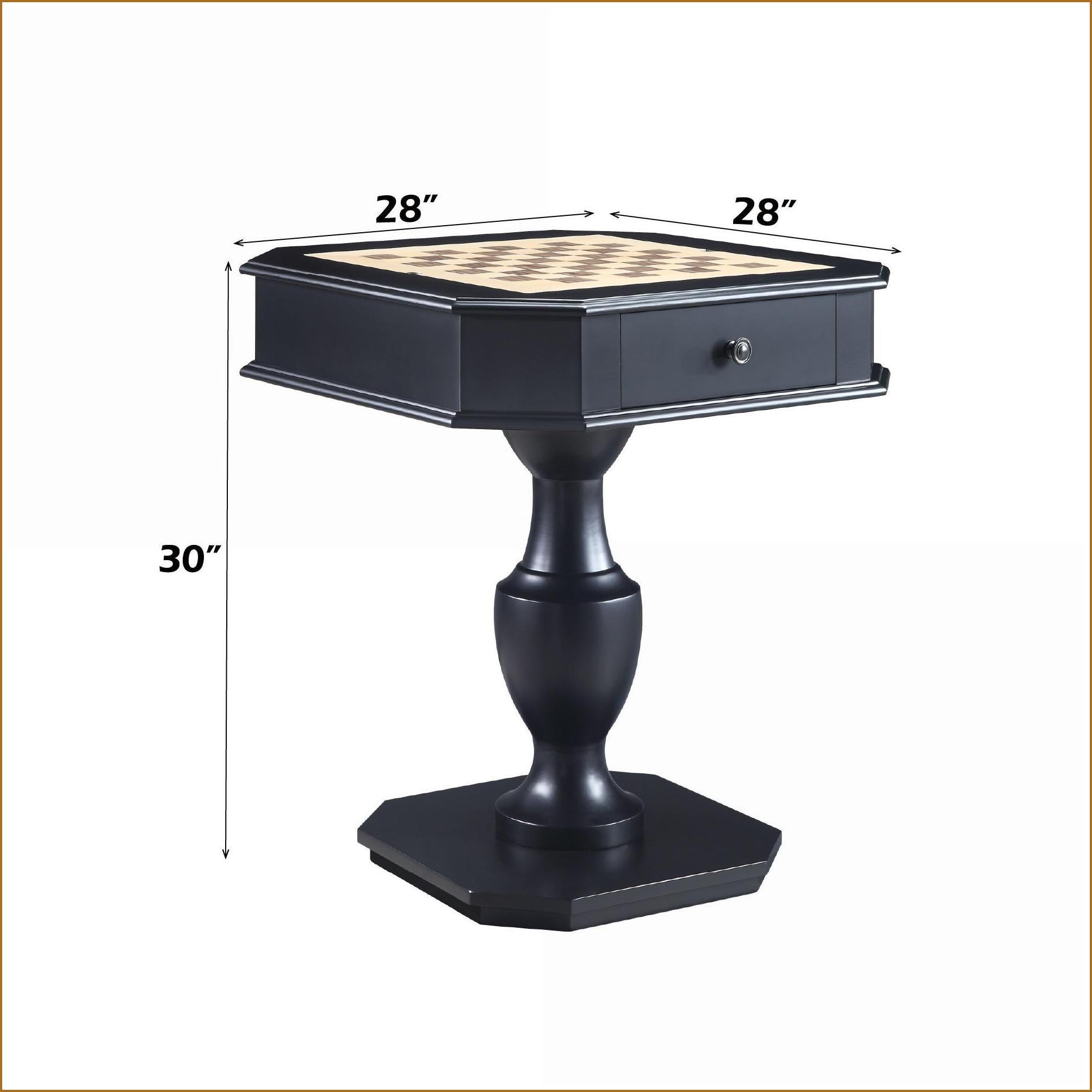 Game Table with Reversible Chess/Checker/Backgammon Tray & 2 Drawers | Black | Wood & MDF