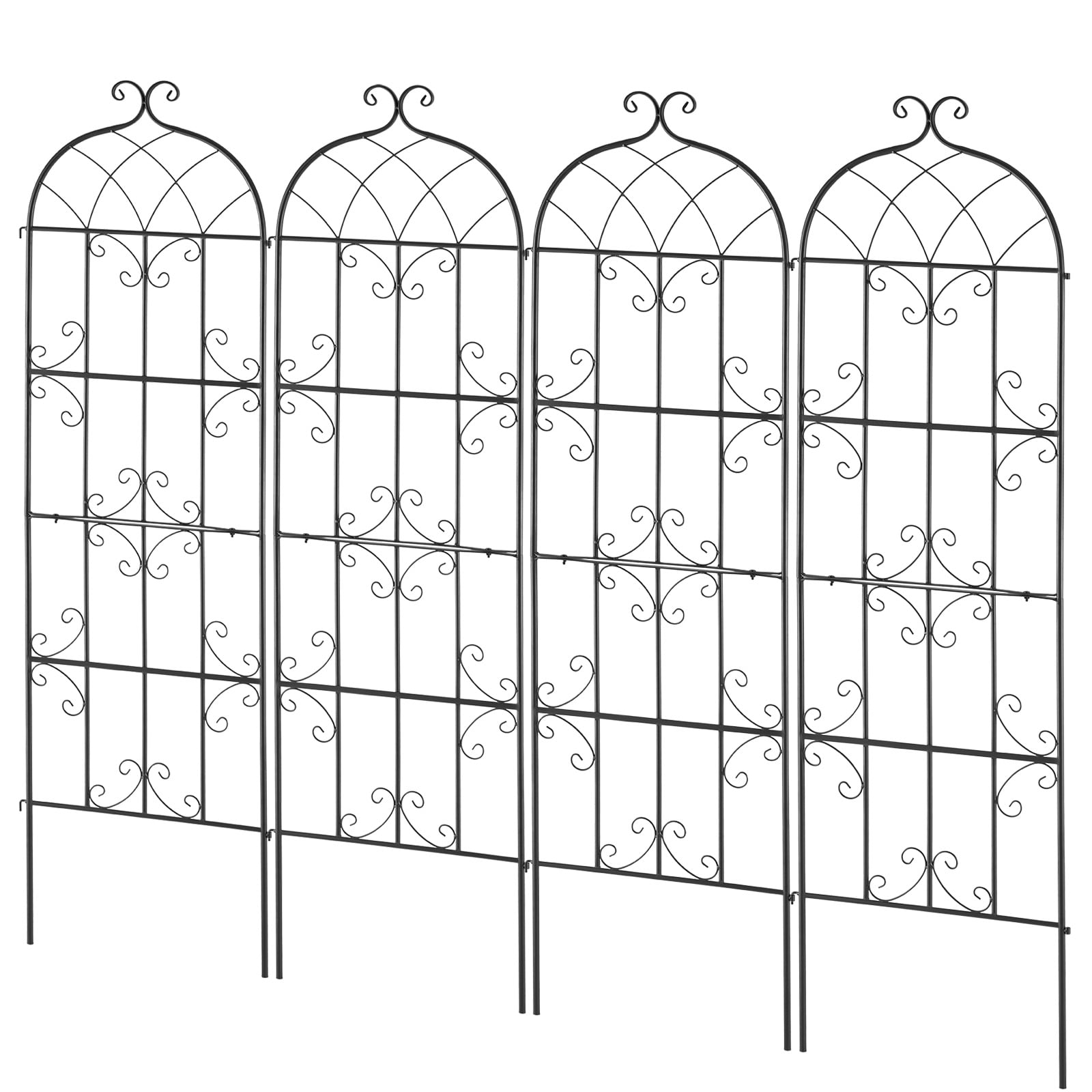 KFFKFF Outdoor Plant Support, 71 x 20 in, Set of 4 Durable Metal Garden Trellises, Ideal for Climbing Roses and Cucumbers, Decorative Clematis Trellis for Yards and Gardens