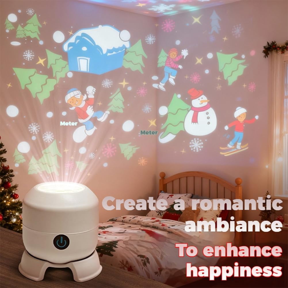 Dynamic Rotating LED Projector Light, USB Rechargeable LED Projector, Snowflake/Christmas/Ocean Dynamic Patterns, Multi-Angle Projection Base, for Meditation, Relaxation, Bathroom, Gifts