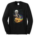 thumbnail image 2 of Funny Graphic Astronaut Cat in Space on Cheeseburger | Mens Cat Lover Long Sleeve T-Shirt, Black, Small, 2 of 3
