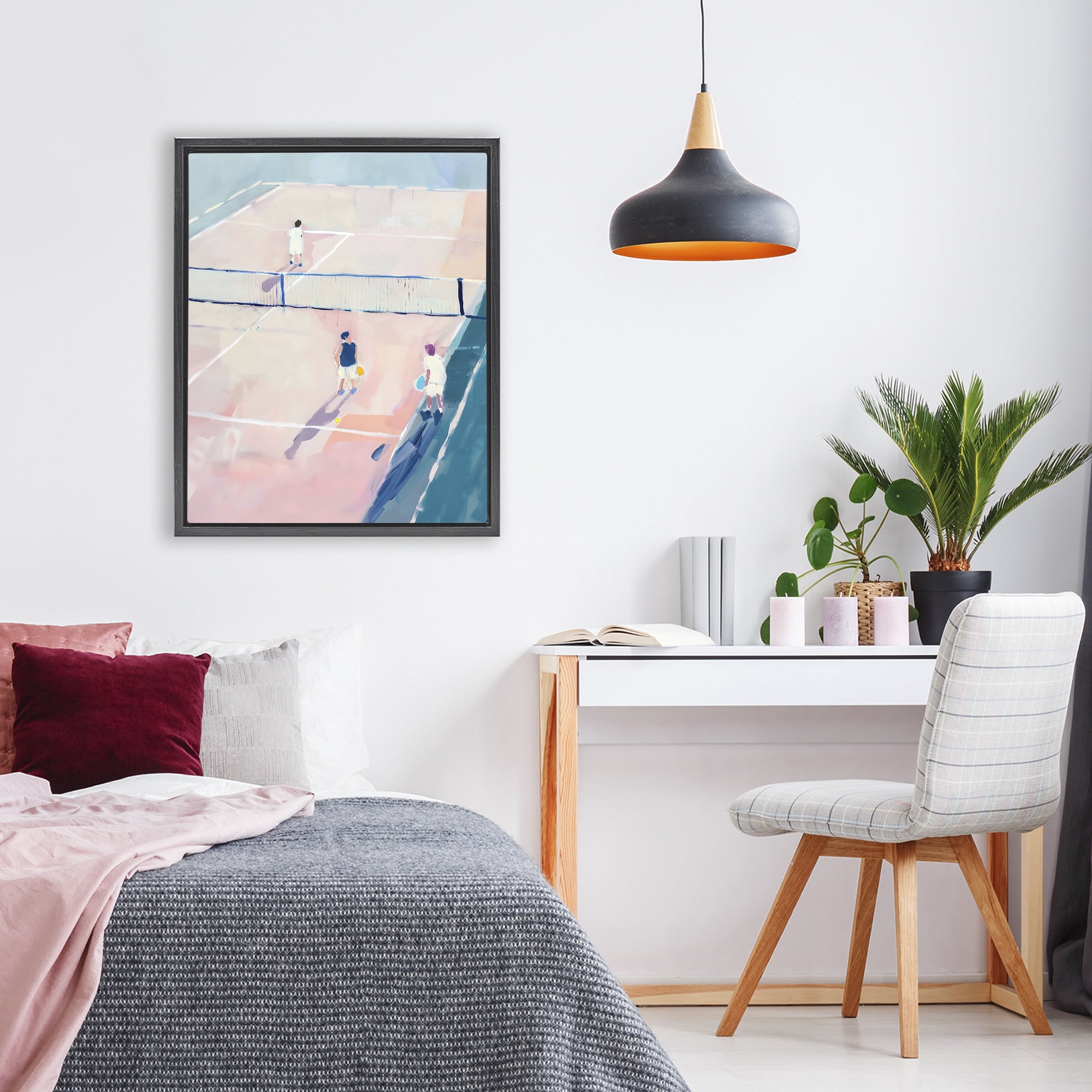 Stupell Industries Summer Game of Tennis Black Framed Floater Canvas Wall Art, design by The Prints Vibe
