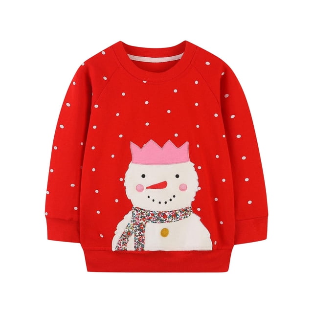 Robe à Manches Longues, Robe de Fête à Manches Longues, Nouvelle Mode de Noël pour Enfants, Chandail en Molleton Imprimé à Manches Longues pour Enfants, Chandail en Molleton à Col Rond