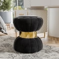 thumbnail image 2 of Furniture of America Rigi Modern 15" Velvet Fabric Round Stool, Black, 2 of 10