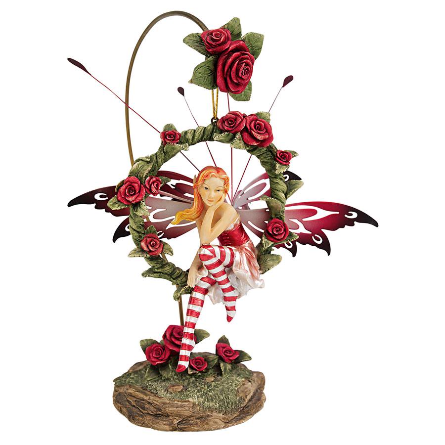 Design Toscano Radiant Rose Dangling Fairy Sculpture with Stand