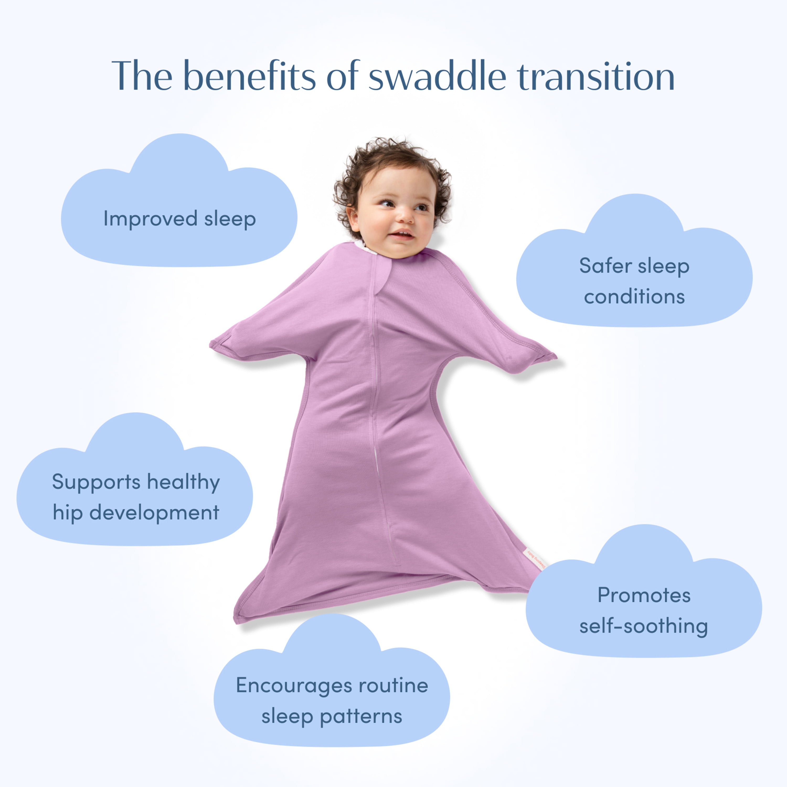SleepingBaby Zipadee-Zip Transition Swaddle for Self-Soothing & Better Sleep, Lavender, X Small (3-6 Months)
