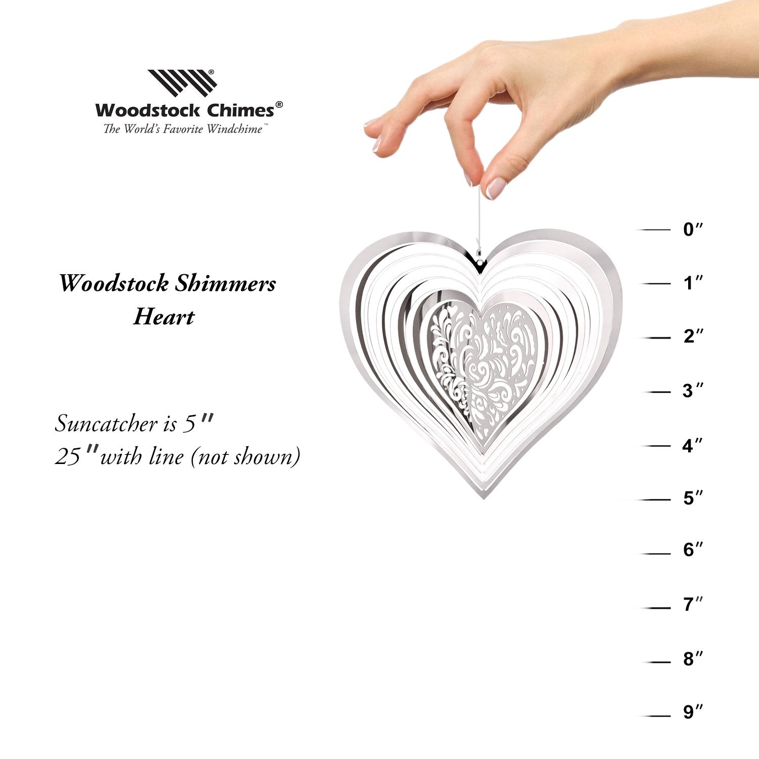 Woodstock Wind Chimes Woodstock Rainbow Makers Collection, Woodstock Shimmers, Nature 5" Silver Wind Shimmer SHNHE