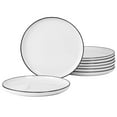 thumbnail image 4 of Gibson Home Oslo 8-Piece Porcelain Chip And Scratch Resistant Dinner Plate Set - White W/Black Rim, 4 of 5