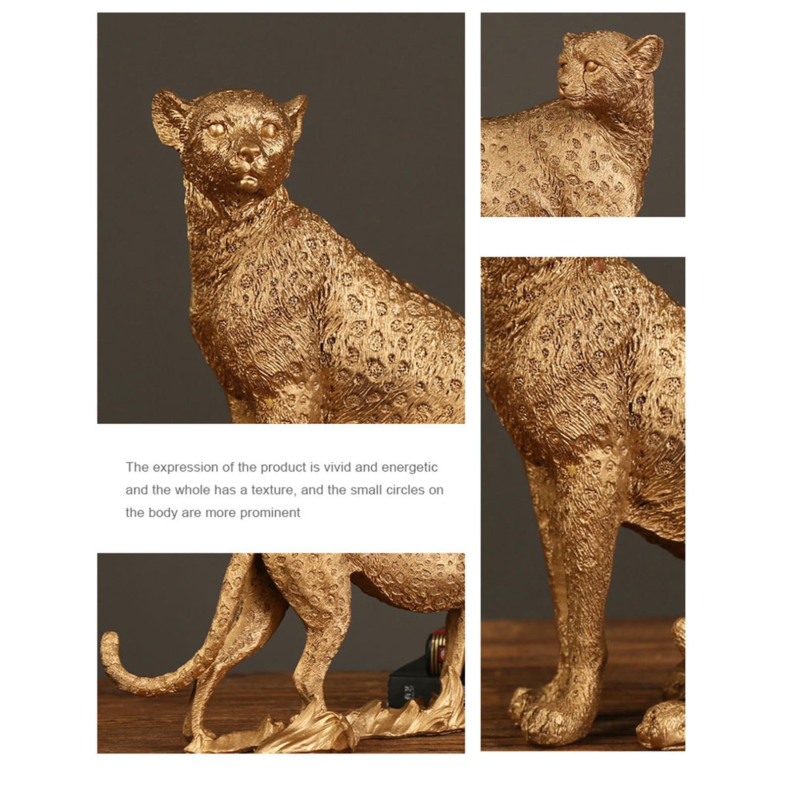 Resin Cheetah Statue Figurine Sculpture Home Office Decor Walking