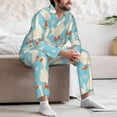 thumbnail image 7 of Salouo White Geese and Flower Print Button-Front Long Sleeve Pajama Set for Men, Soft 2Pjs Men's Long Sleeve Sleepwear-Large, 7 of 7