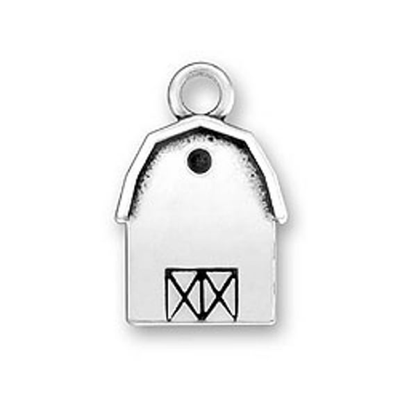 Sterling Silver 16" .8mm Box Chain Old Fashioned Large Country Barn Pendant Necklace