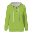 thumbnail image 5 of AherBiu Women Fall Pullover Tops Long Sleeve Half Button Hooded Sweatshirt for Women Solid Color Hoodies, 5 of 5