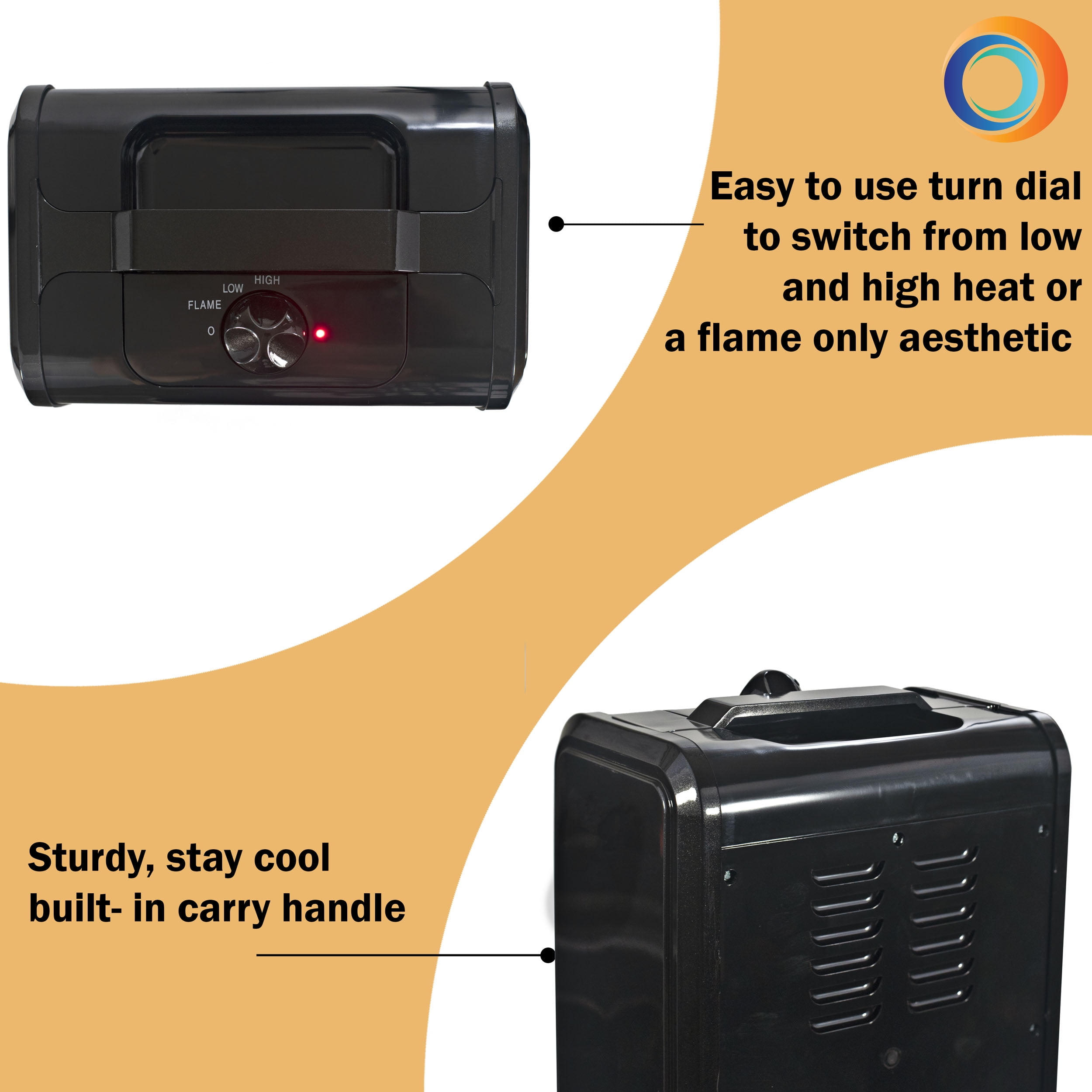 Comfort Zone 1200W Ceramic Electric Fireplace Heater, Black - Walmart.com