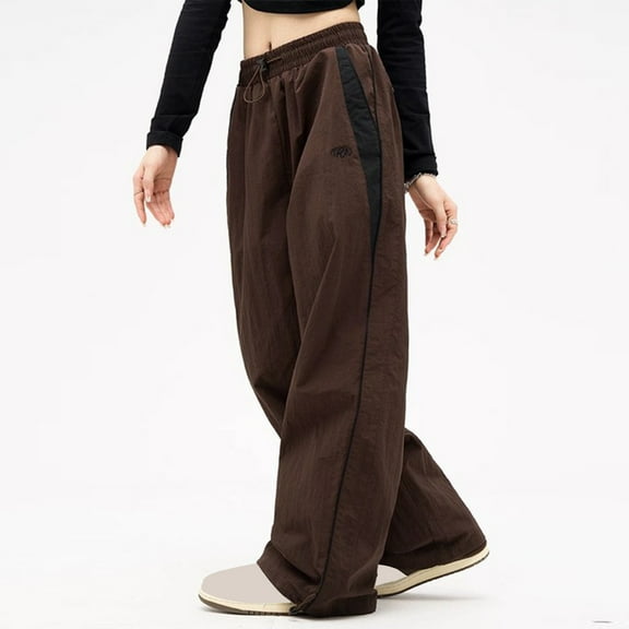 Edvintorg Sweatpants Women Streetwear Drawstring Jogger Pants Harajuku Casual Sports Wide Leg Pants Trousers Womens Brown XXL