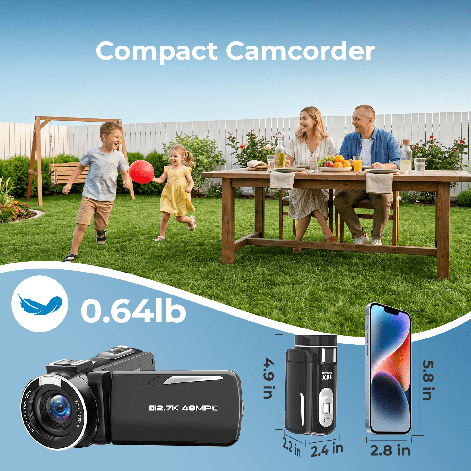 Campark 1080P Video Camera Camcorder 48MP Vlogging Camera for YouTube 3" 270° Screen