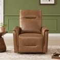 thumbnail image 3 of Spruce & Spring Genuine Leather Dual Motor Swivel Glider Recliner Chair, Saddle, 3 of 12