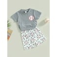 thumbnail image 3 of Jxzom Toddler Baby Boy Summer Baseball Outfit 6M 12M 18M 2T 3T Letters Print T-shirt Tops Baseball Shorts 2Pcs Casual Clothes Set, 3 of 8