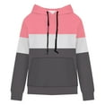 thumbnail image 5 of XFLWAM Womens Casual Hoodies Crew Neck Long Sleeve Sweatshirts With Pocket Lightweight Drawstring Pullover Tops Pink-Gray L, 5 of 6