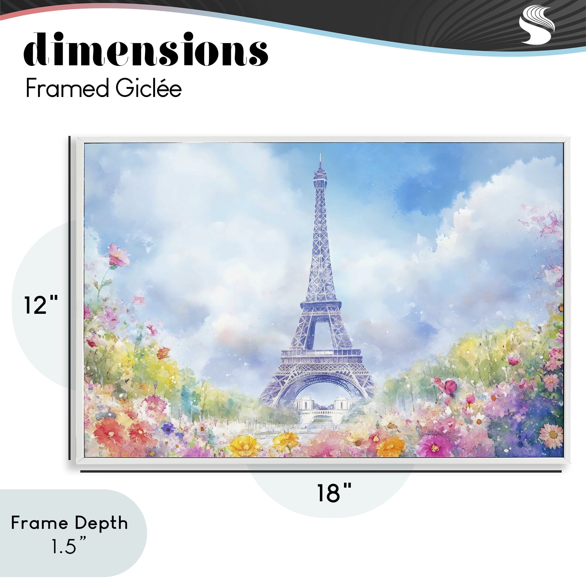 Stupell Industries Rainbow Spring at Eiffel Tower White Framed Giclee Art, design by Creative Studio