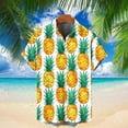 thumbnail image 2 of ZCFZJW Summer Beach Hawaiian Shirts for Men Casual Short Sleeve Tropical Pineapple Print Button Down Graphic T-Shirts Loose Lightweight Holiday Tops White S, 2 of 5