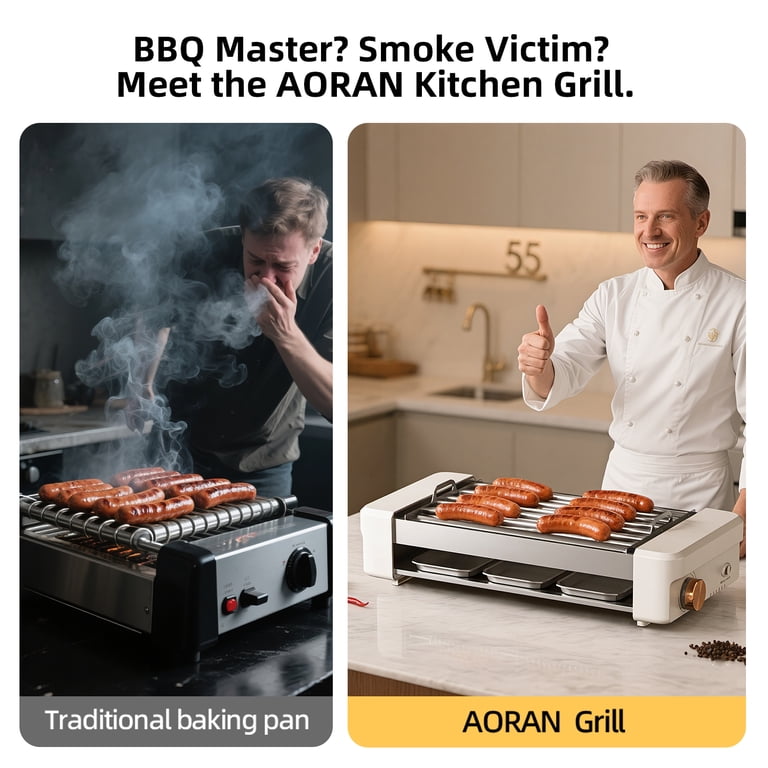 aoran kitchen, Indoor Sausage Grill, 6-Tube Hot Dog Maker, White
